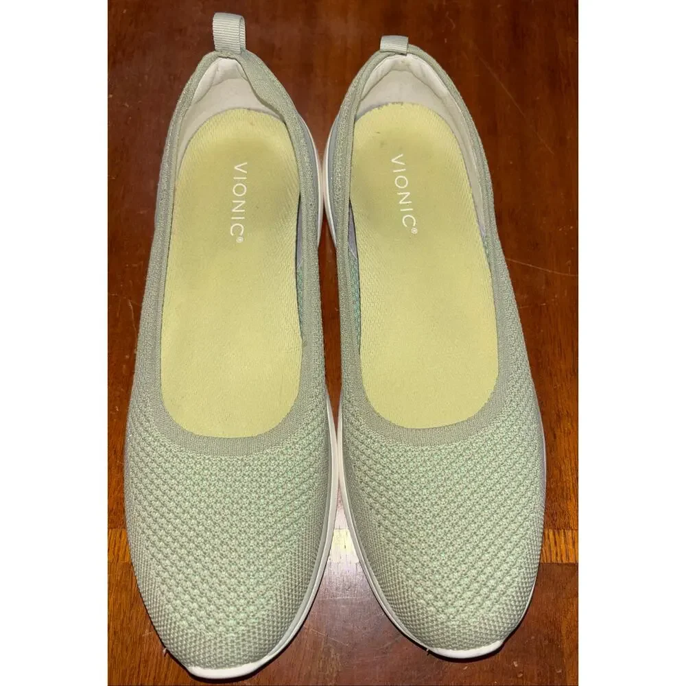 Vionic Kallie women’s knit slip-on comfort flats green (size 11)